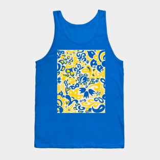 Ukrainian flag colors and transparent folklore pattern Tank Top